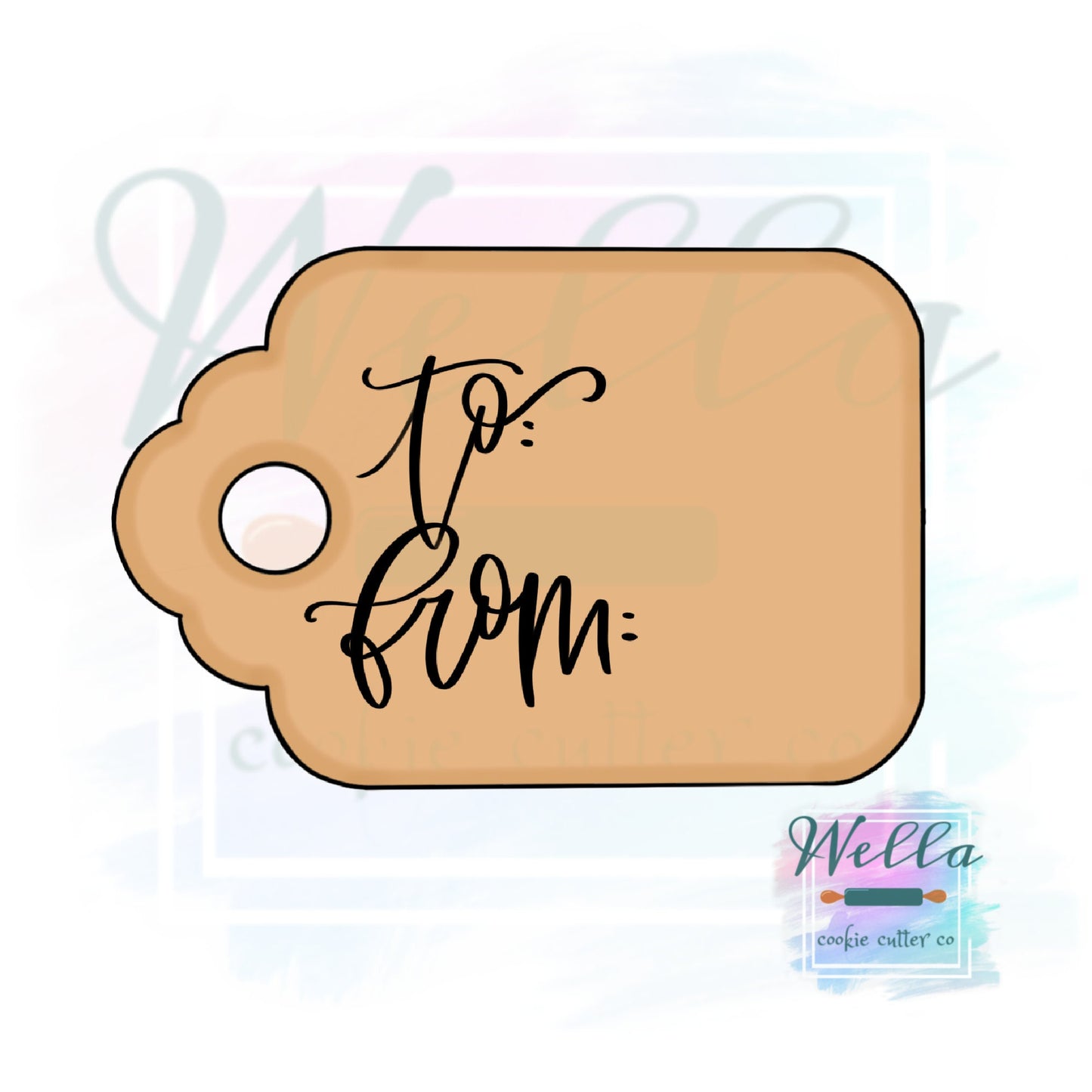 Gift Tag Cookie Cutter with Cut Out, Christmas Gift Tag Cookie Cutter
