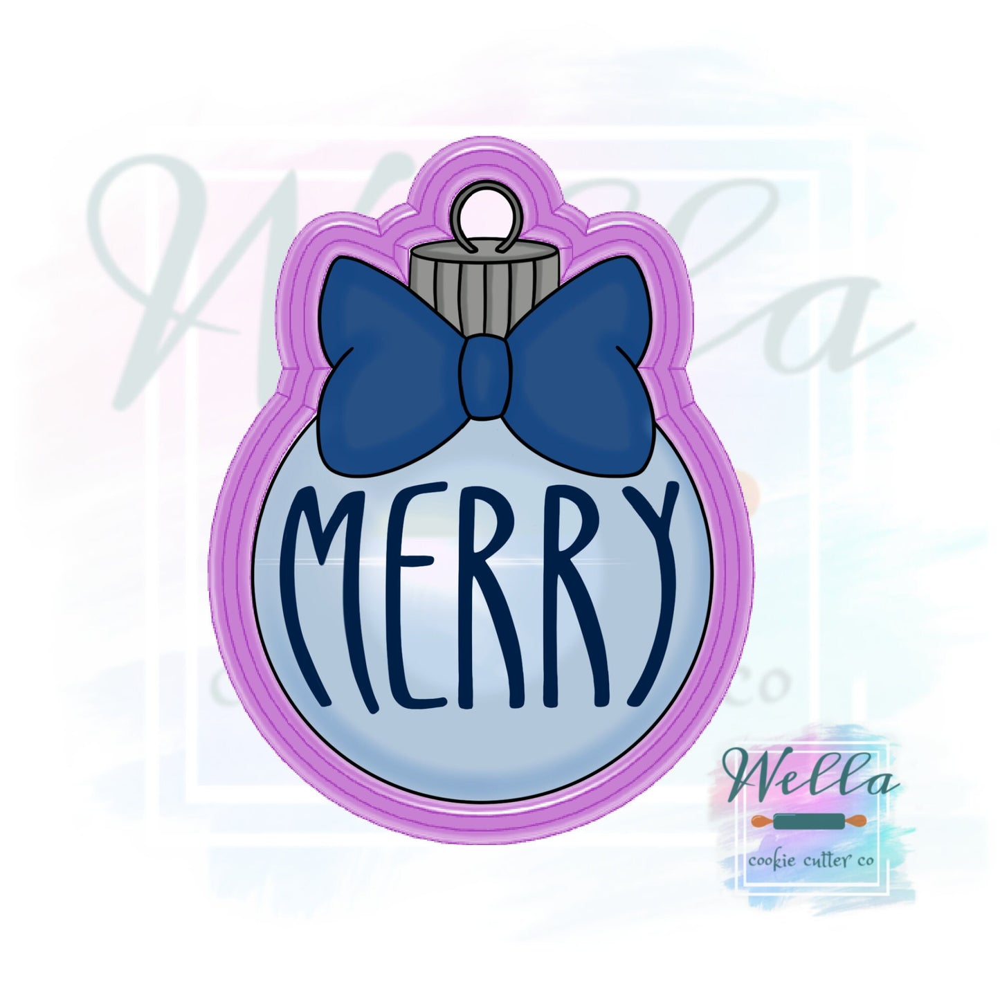 Ornament with Bow #2 Cookie Cutter with Optional Stencil, Christmas Cookie Cutter