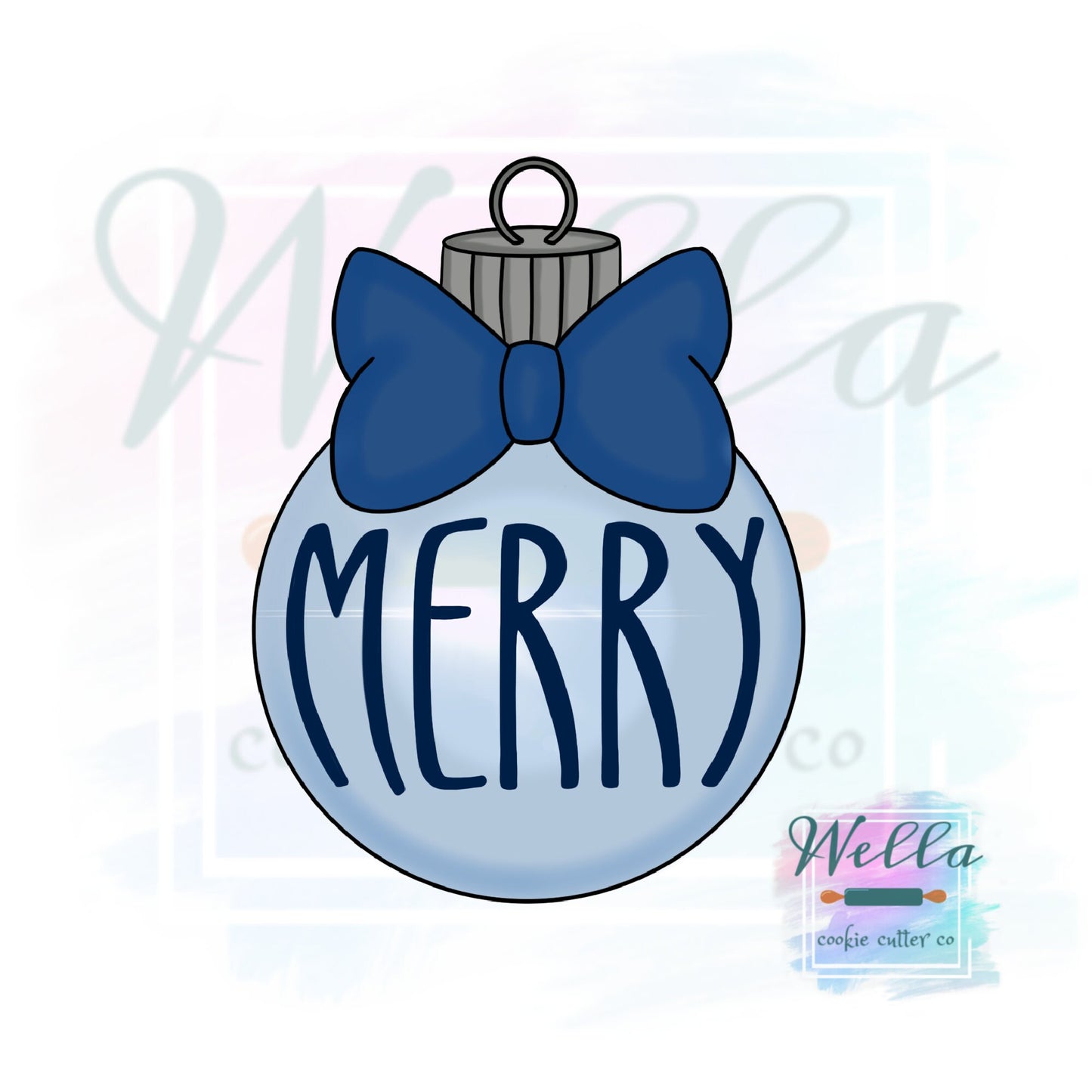 Ornament with Bow #2 Cookie Cutter with Optional Stencil, Christmas Cookie Cutter