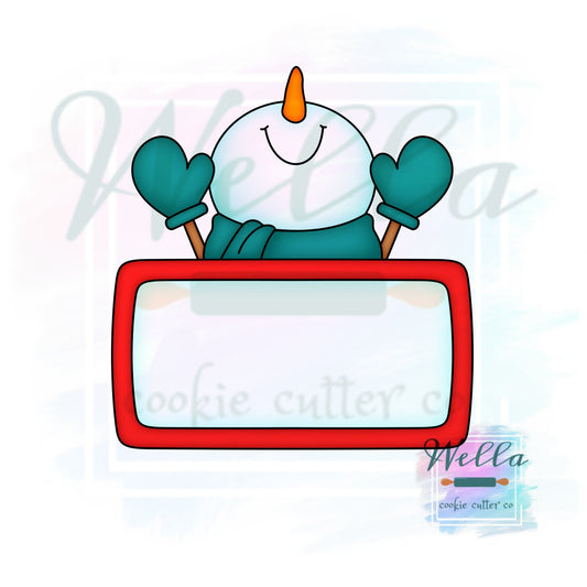 Snowman Name Plaque Cookie Cutter, Christmas Cookie Cutter