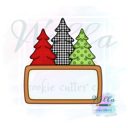 Tree Name Plaque Cookie Cutter, Christmas Name Plaque Cookie Cutter, Woodland Cookie Cutter
