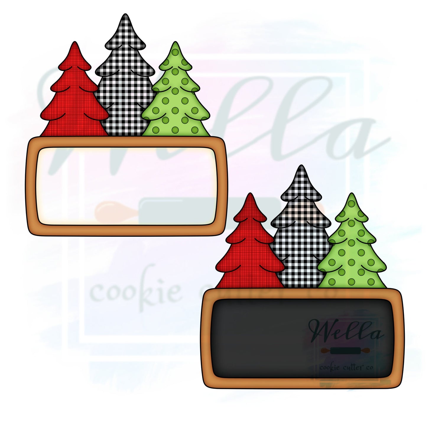 Tree Name Plaque Cookie Cutter, Christmas Name Plaque Cookie Cutter, Woodland Cookie Cutter