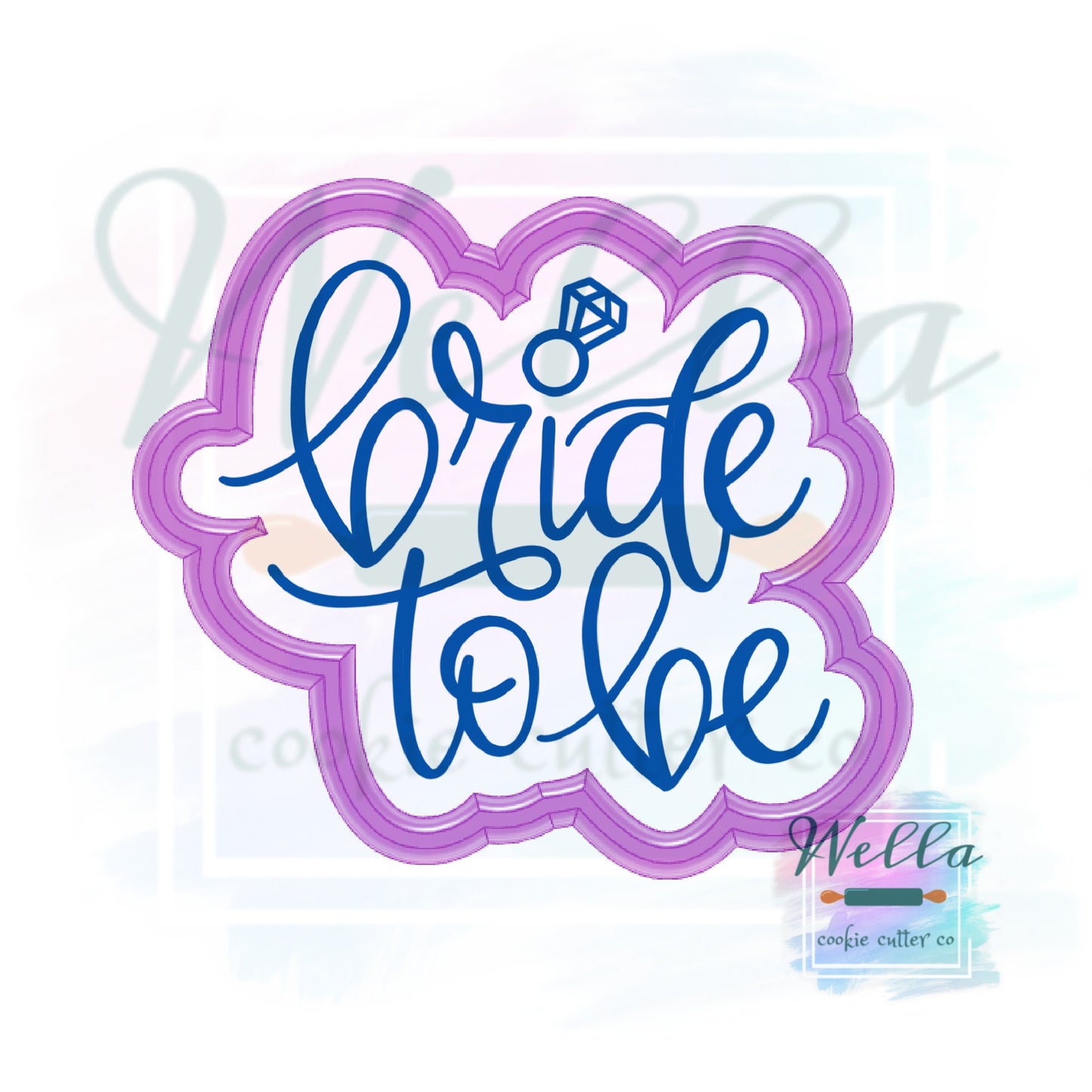 Bride to Be with Ring Cookie Cutter with Optional Stencil, Bridal Shower Cookie Cutter, Bridal Cookie Cutter