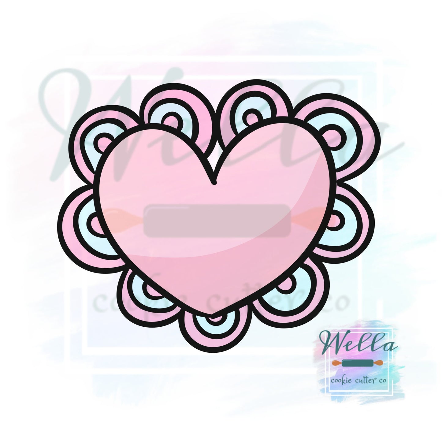 Heart with Wonky Scalloped Edges Cookie Cutter, Scalloped Edge Heart Cookie Cutter, Valentine Cookie Cutter