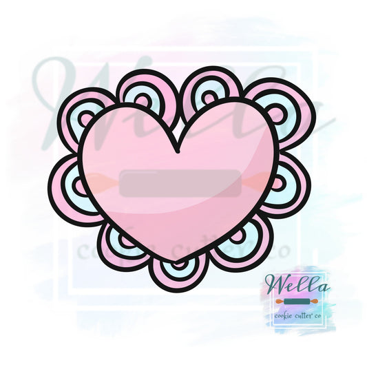 Heart with Wonky Scalloped Edges Cookie Cutter, Scalloped Edge Heart Cookie Cutter, Valentine Cookie Cutter