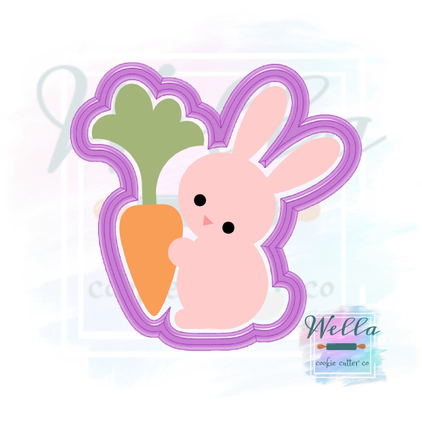 Pink Bunny with Carrot Cookie Cutter, Easter Cookie Cutter