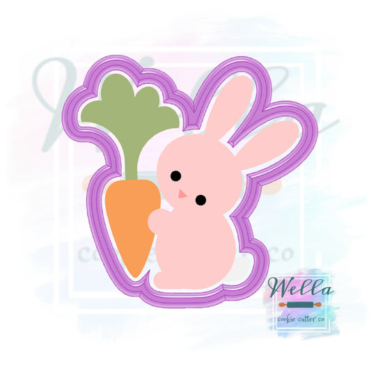 Pink Bunny with Carrot Cookie Cutter, Easter Cookie Cutter