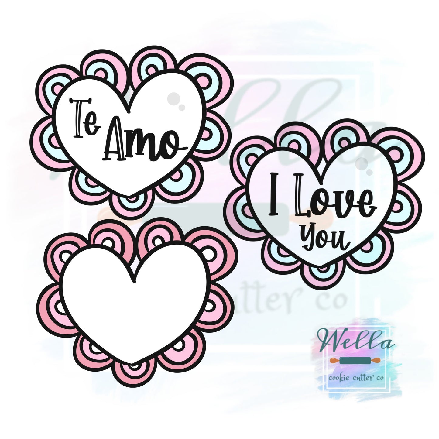 Heart with Wonky Scalloped Edges Cookie Cutter, Scalloped Edge Heart Cookie Cutter, Valentine Cookie Cutter