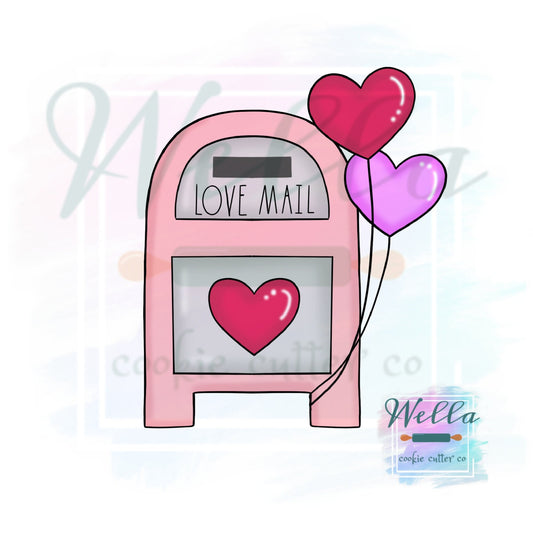Love Mailbox with Balloons Cookie Cutter, Valentine's Day Cookie Cutter