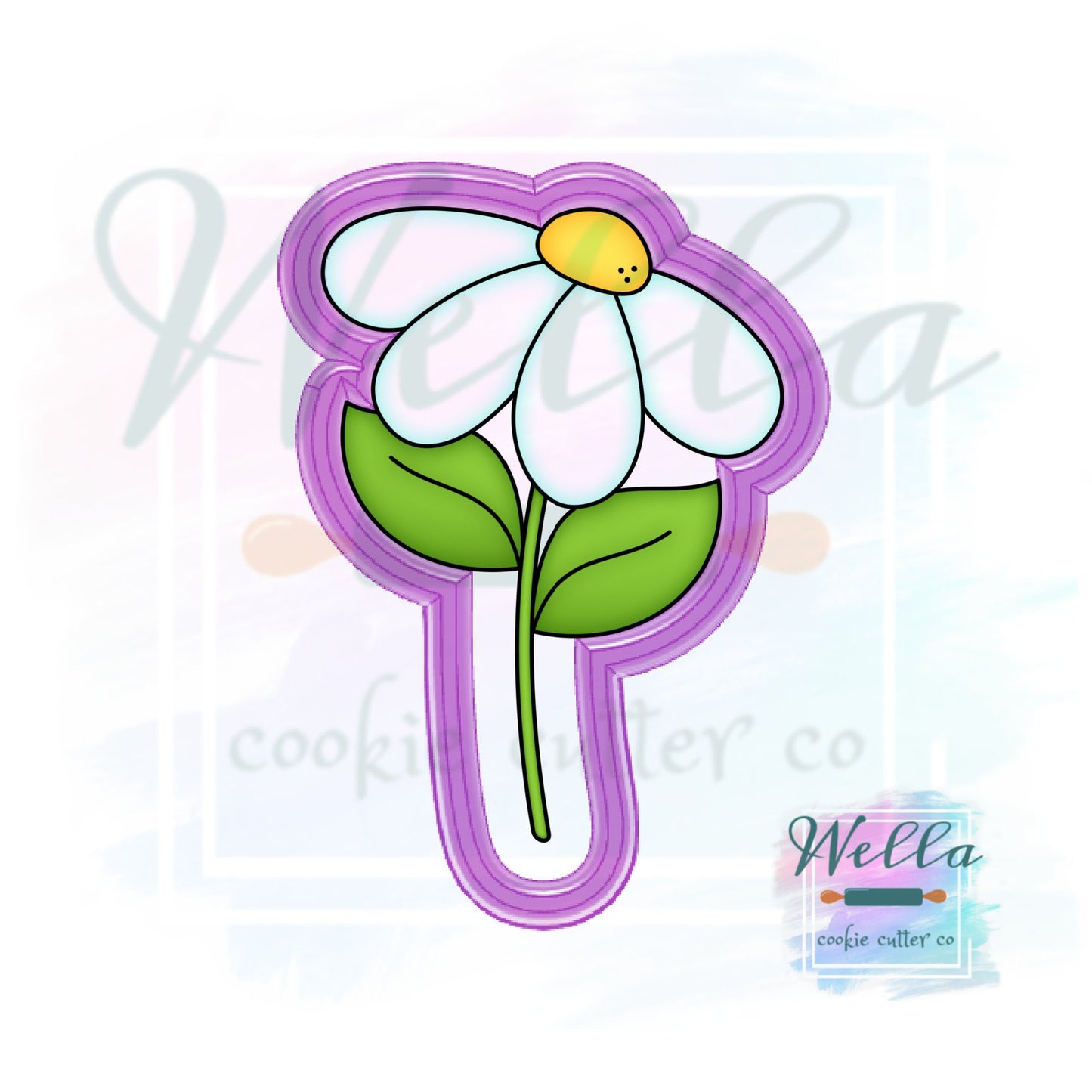 Daisy Flower with Leaves Cookie Cutter, Easter Flower Cookie Cutter