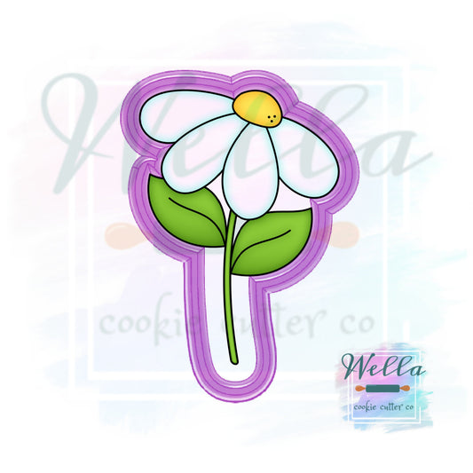 Daisy Flower with Leaves Cookie Cutter, Easter Flower Cookie Cutter