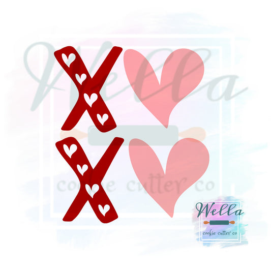 XOXO Wonky Cookie Cutter with Optional Stencil Guide, Valentine's Day Cookie Cutter