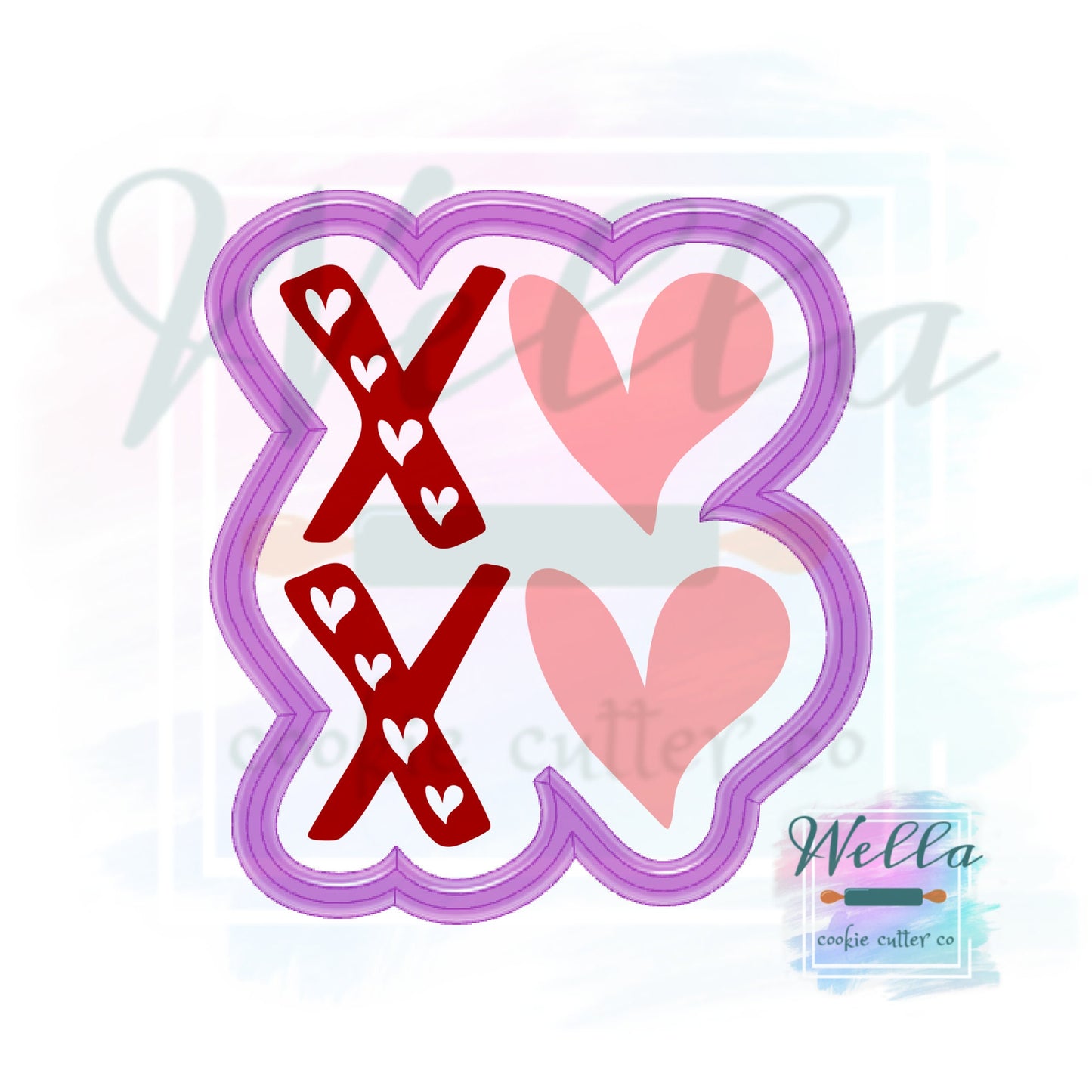 XOXO Wonky Cookie Cutter with Optional Stencil Guide, Valentine's Day Cookie Cutter