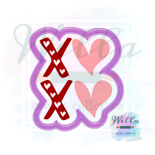 XOXO Wonky Cookie Cutter with Optional Stencil Guide, Valentine's Day Cookie Cutter