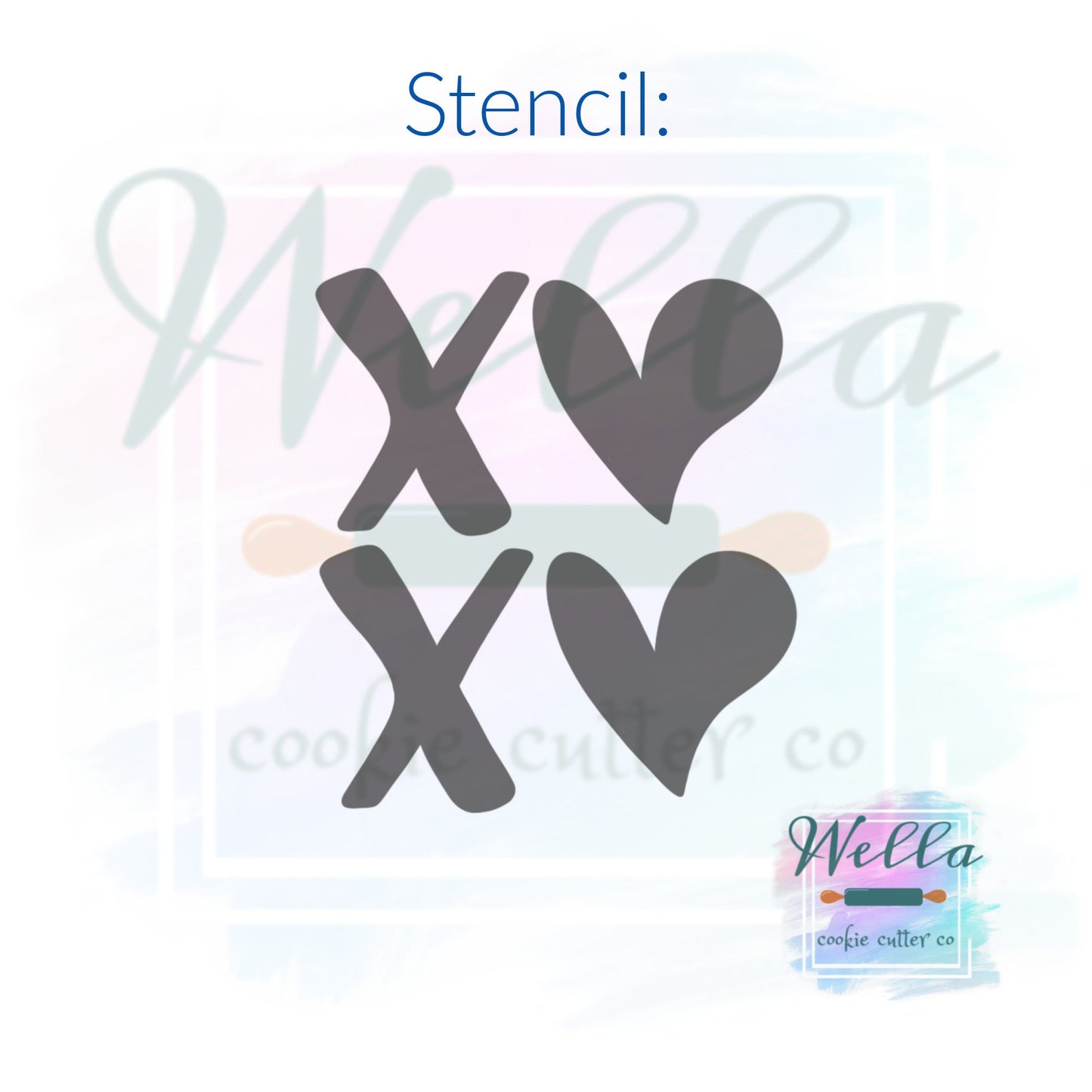 XOXO Wonky Cookie Cutter with Optional Stencil Guide, Valentine's Day Cookie Cutter
