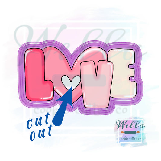 Love Cookie Cutter with Cut Out Heart and Optional Stencil, Valentine's Day Cookie Cutter, Love Cookie Cutter