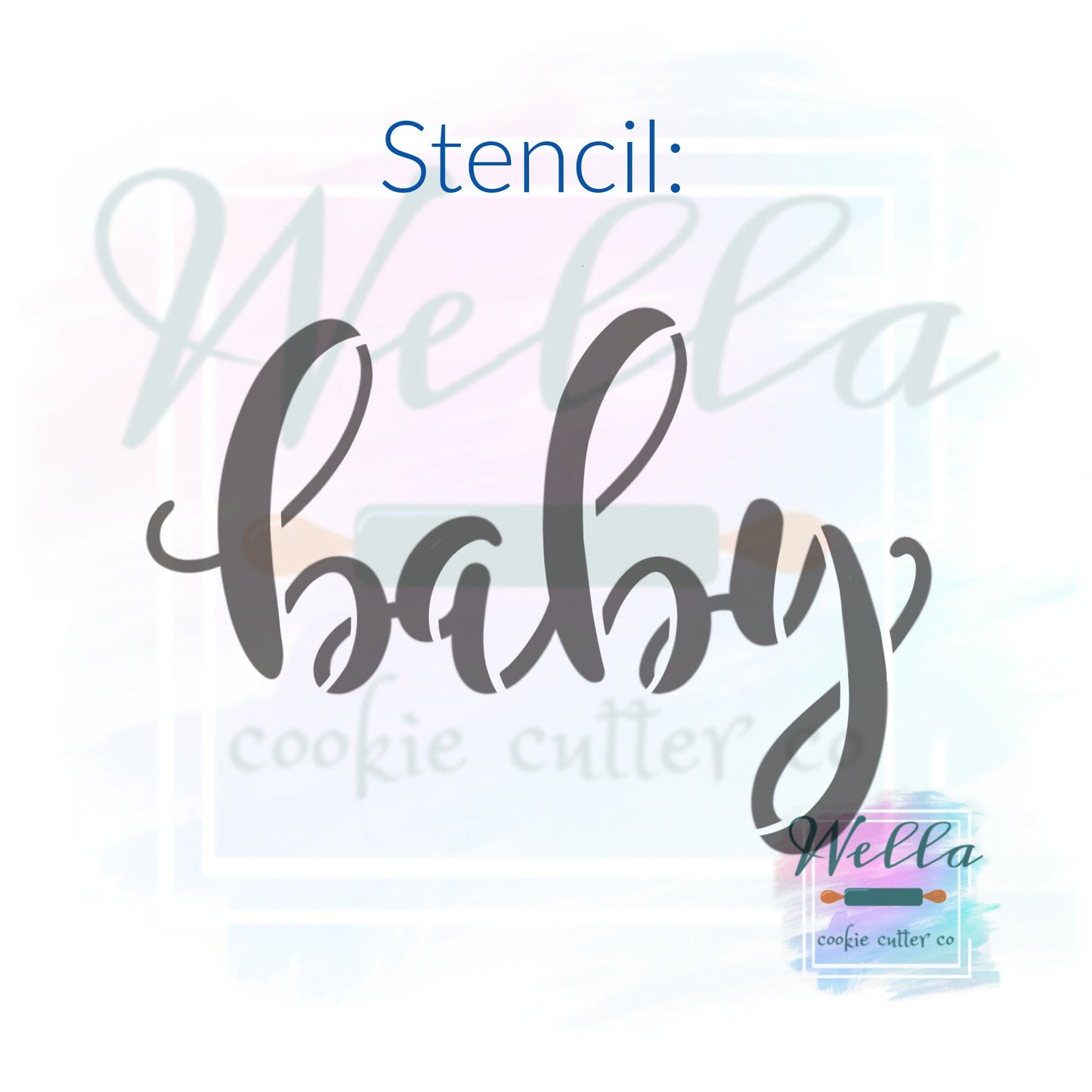 baby Text Cookie Cutter with Optional Stencil