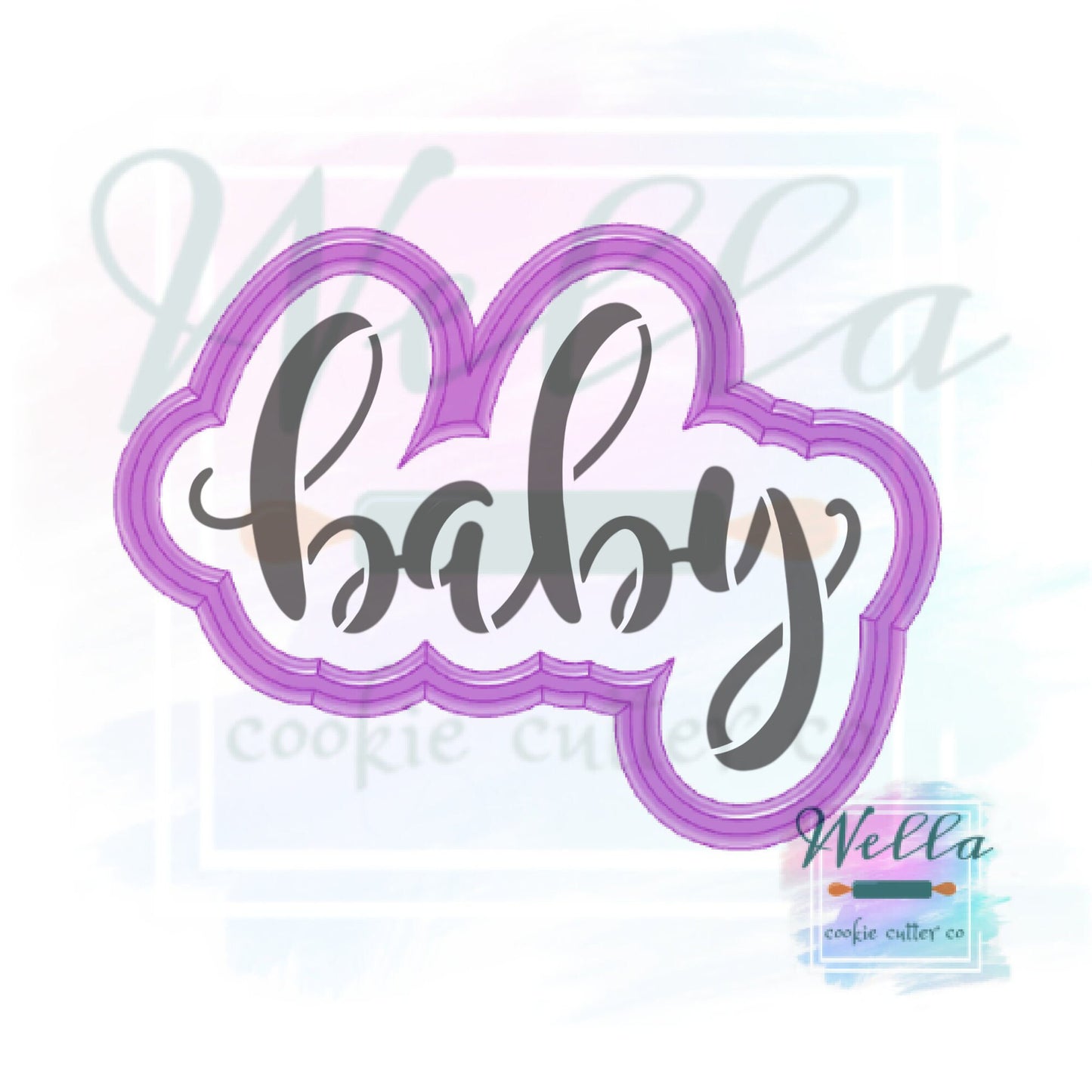 baby Text Cookie Cutter with Optional Stencil