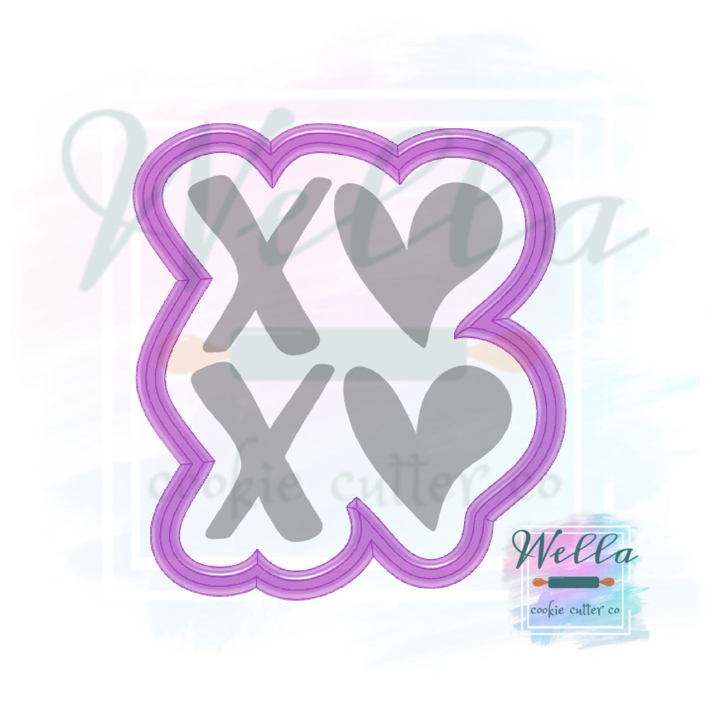 XOXO Wonky Cookie Cutter with Optional Stencil Guide, Valentine's Day Cookie Cutter