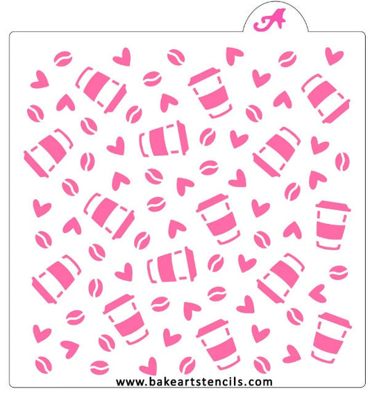 Latte Love Pattern Cookie Stencil, Background Stencil, Latte Cookie Stencil
