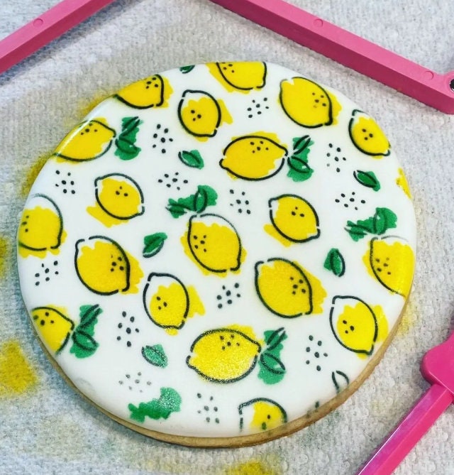Lemon Squeezy Cookie Stencil Set - 3 Piece Set, Lemon Cookie Stencil, Background Stencil
