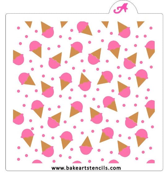 Ice Cream Cones Stencil Set - 2 Piece Set, Ice Cream Cookie Stencil
