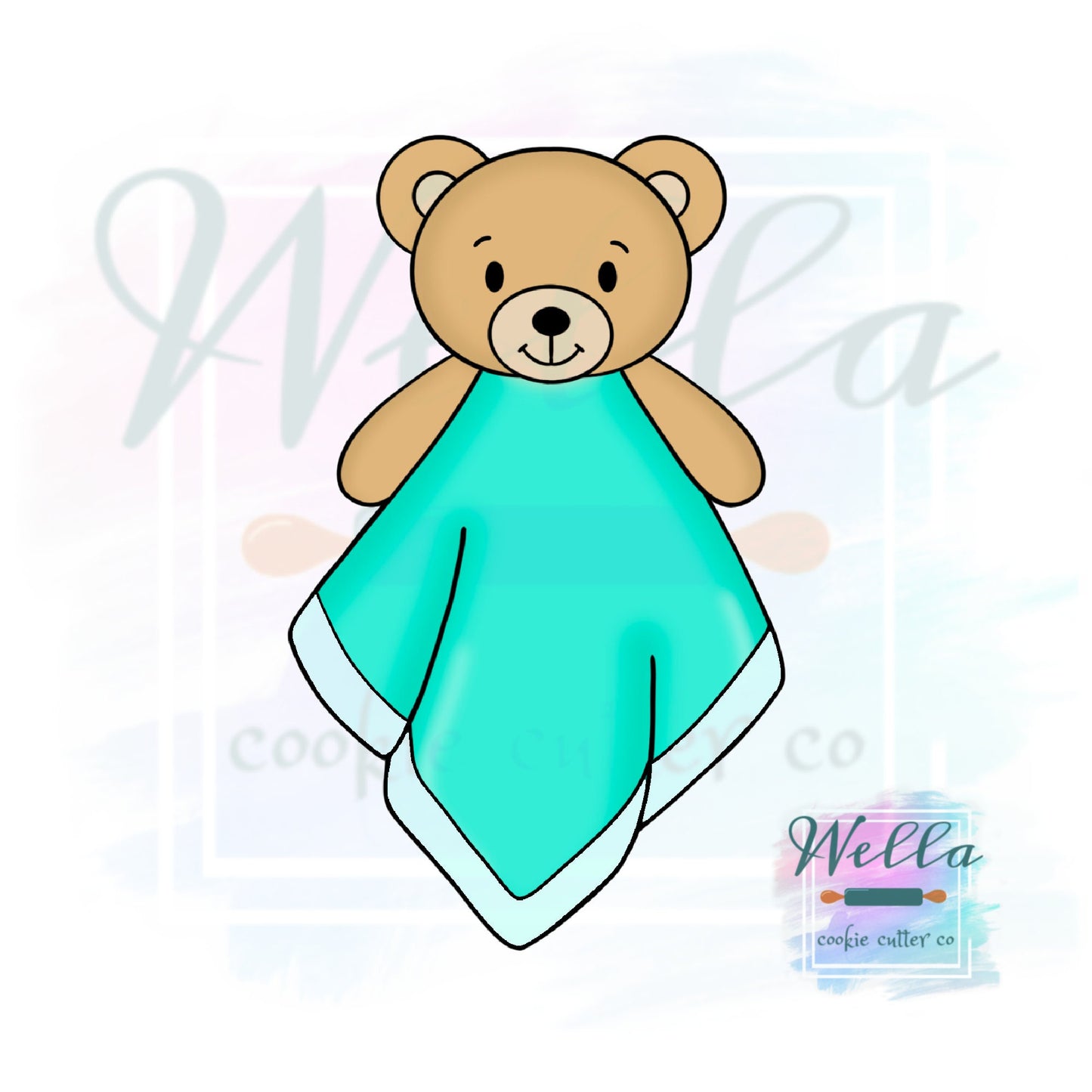 Baby Bear Blanket Cookie Cutter with Optional Stencil, Bear Cookie Cutter