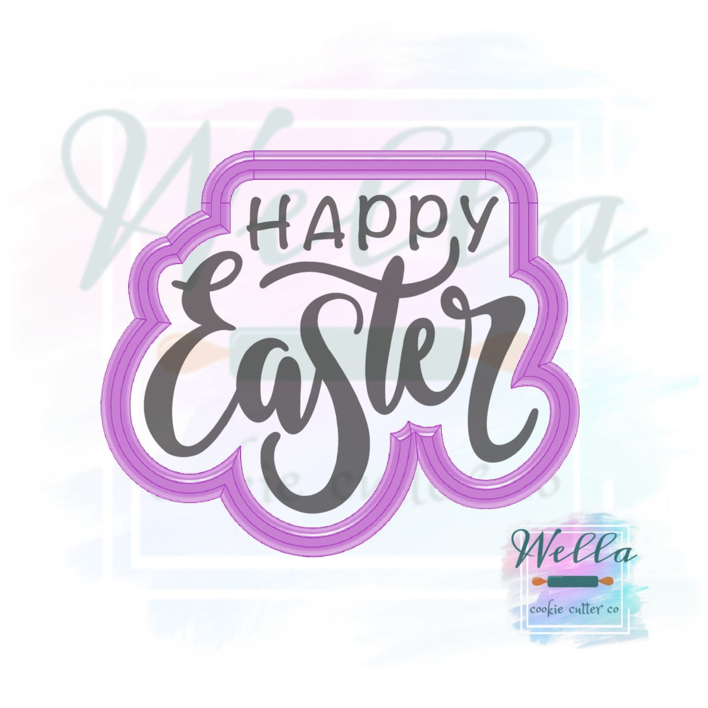 Happy Easter Cookie Cutter with Optional Stencil, Easter Cookie Cutter