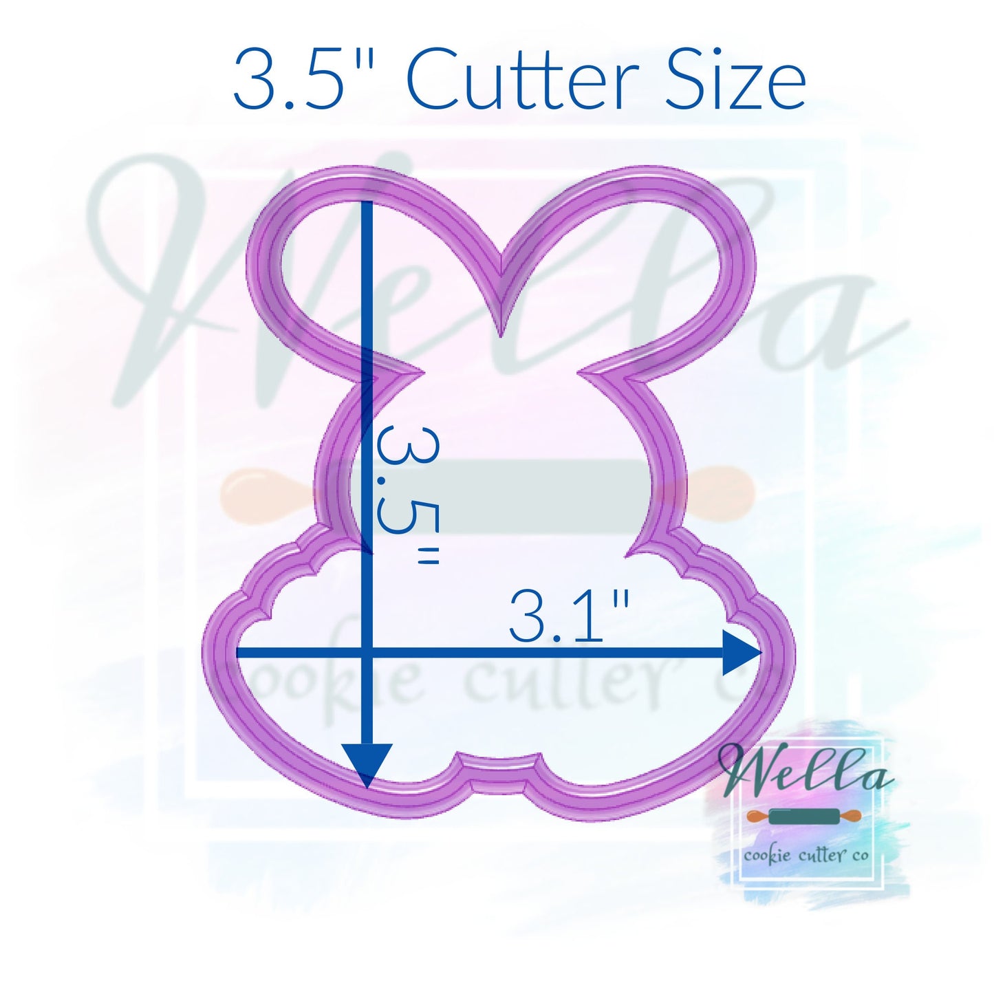 Bunny Big Feet Cookie Cutter with Optional Stencil Guide, Easter Cookie Cutter