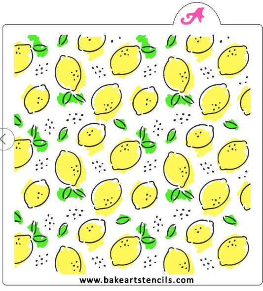 Lemon Squeezy Cookie Stencil Set - 3 Piece Set, Lemon Cookie Stencil, Background Stencil