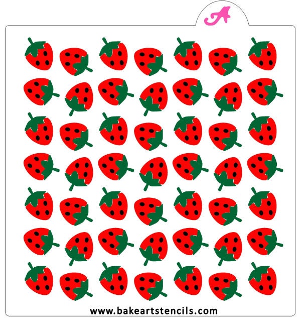 Springtime Strawberry Cookie Stencil Set - 3 Piece Set, Berry Stencil Set