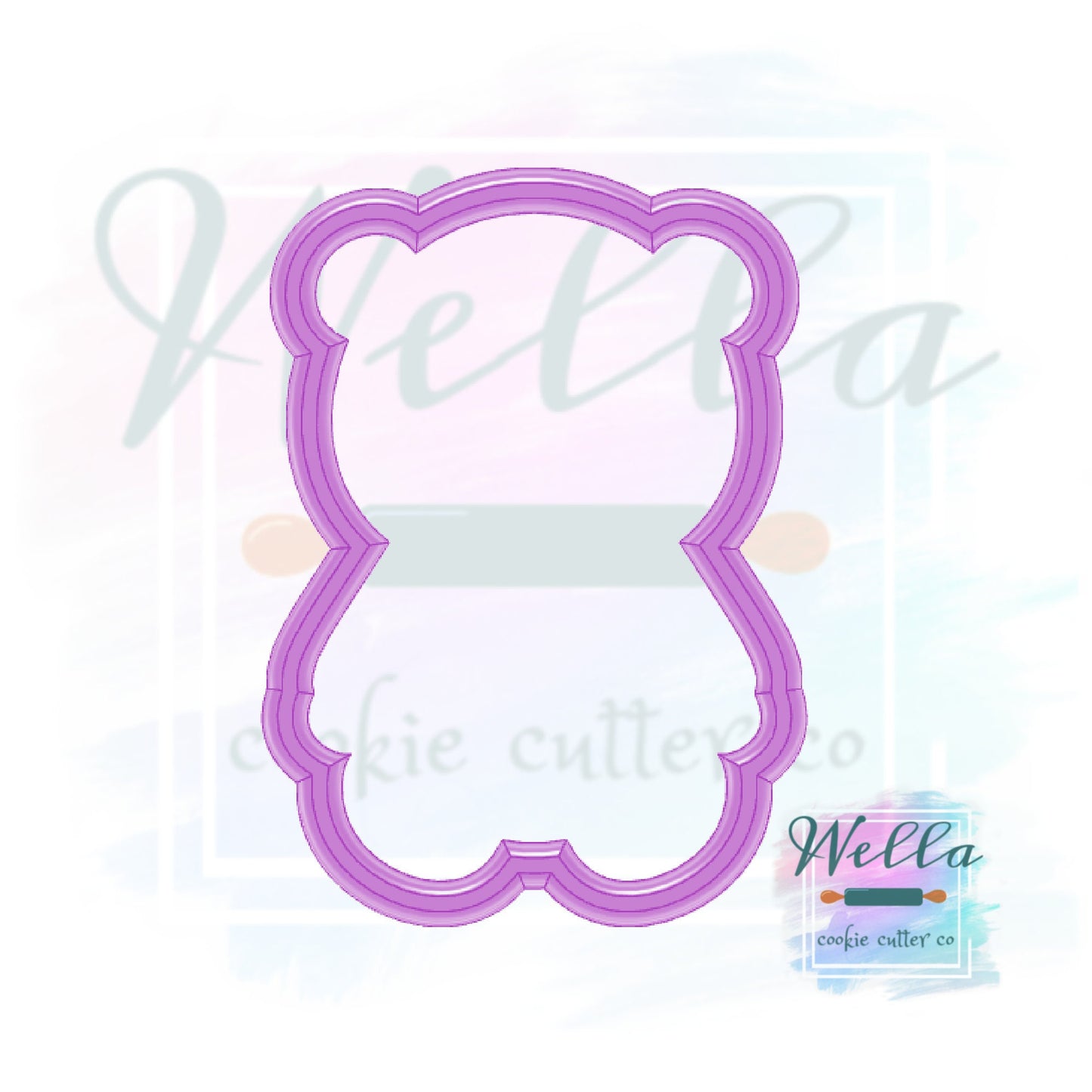 Baby Bear In Coat Cookie Cutter with Optional Stencil