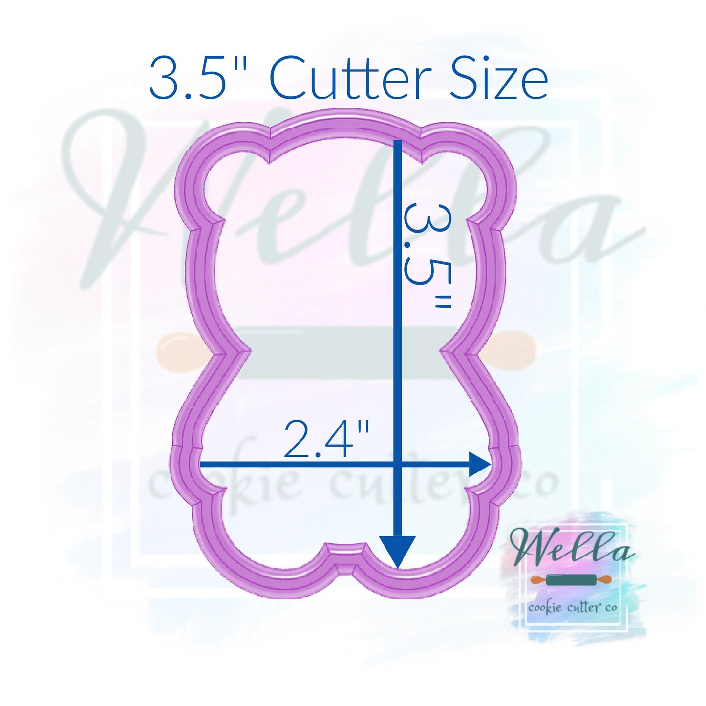Baby Bear In Coat Cookie Cutter with Optional Stencil