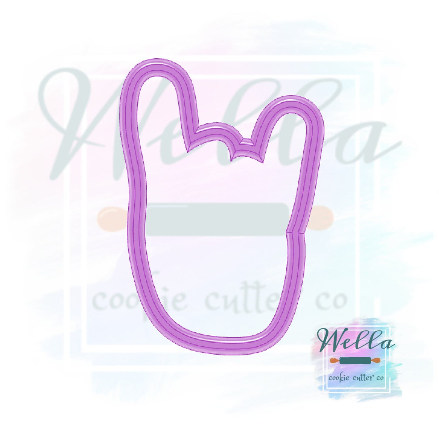 Rock Out Hand Cookie Cutter with Optional Stencil, Rock On Cookie Cutter