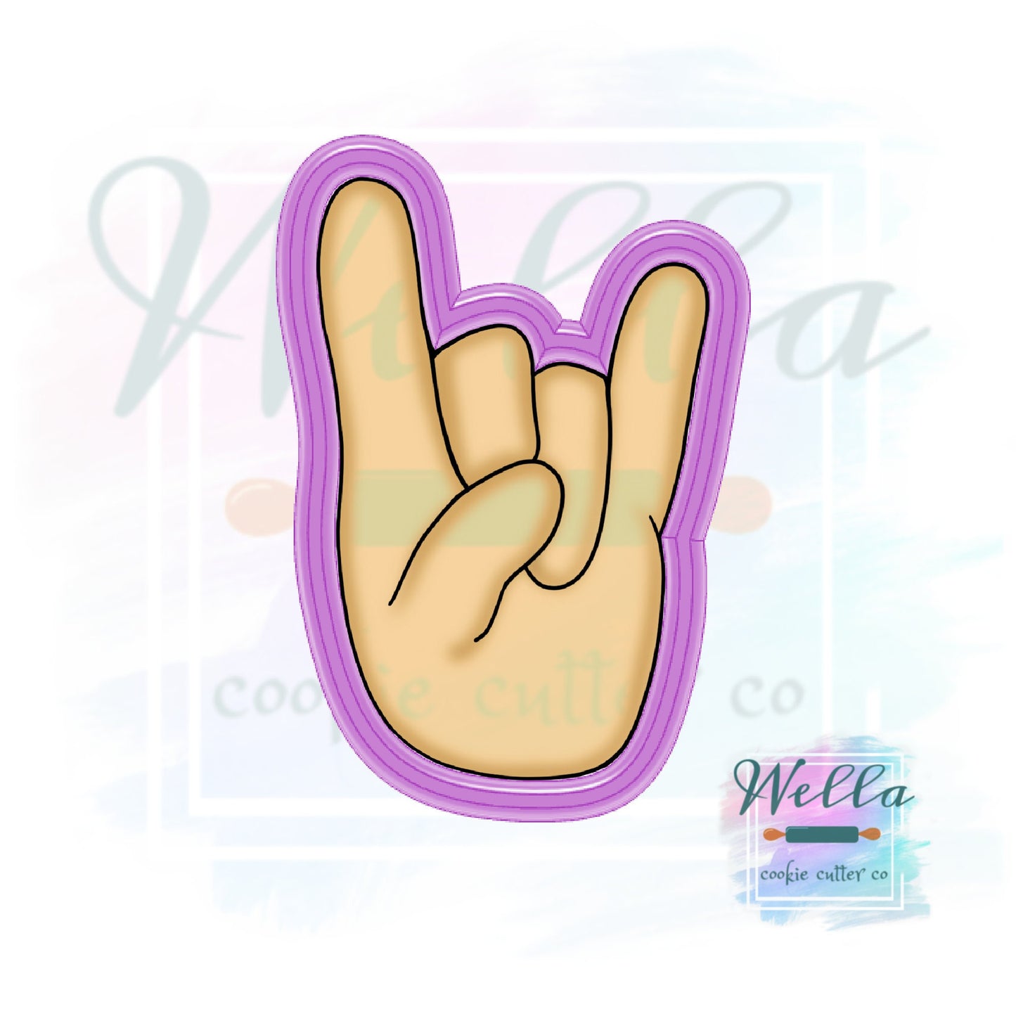 Rock Out Hand Cookie Cutter with Optional Stencil, Rock On Cookie Cutter