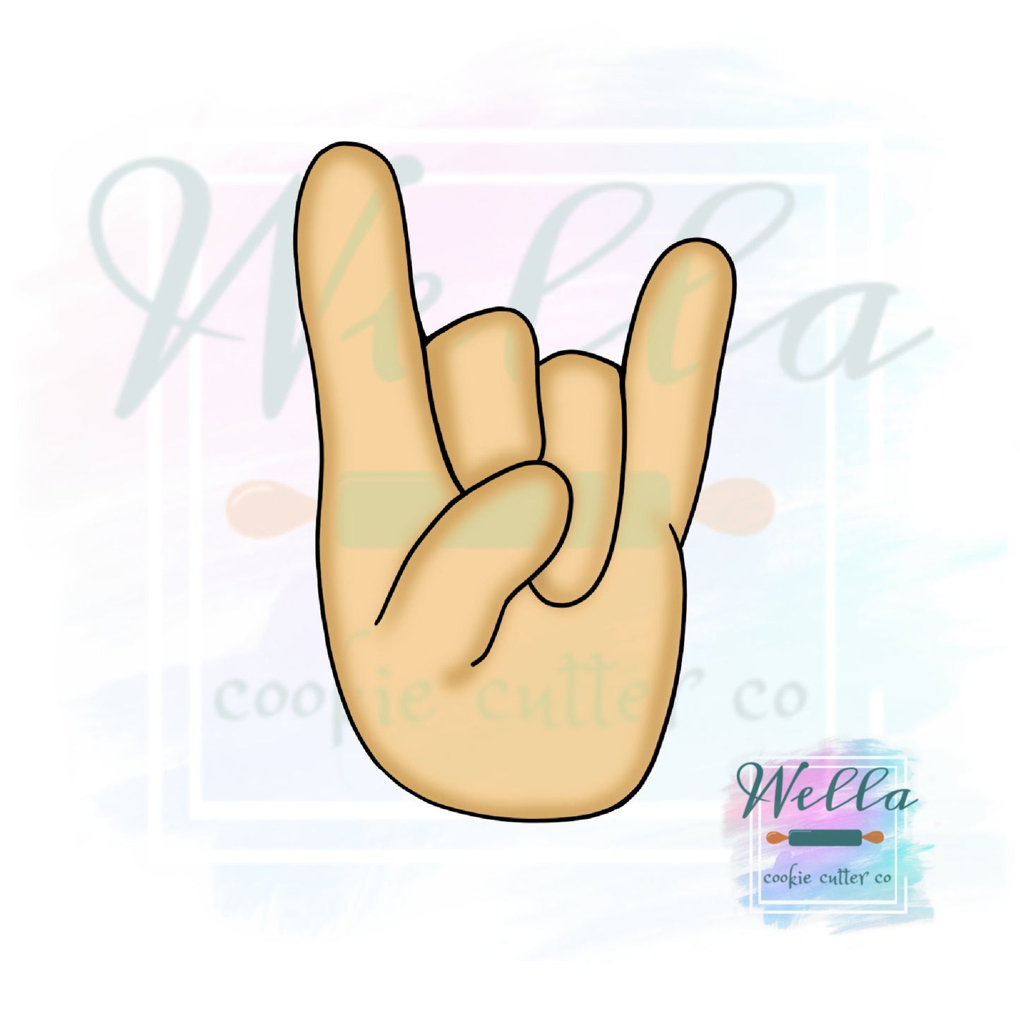 Rock Out Hand Cookie Cutter with Optional Stencil, Rock On Cookie Cutter