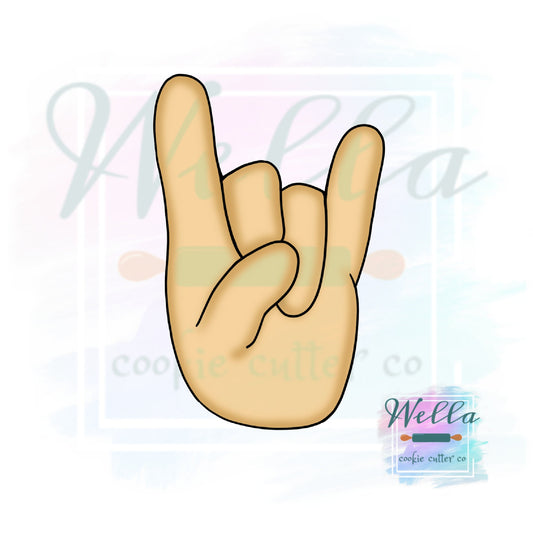Rock Out Hand Cookie Cutter with Optional Stencil, Rock On Cookie Cutter
