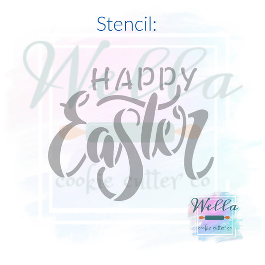 Happy Easter Cookie Cutter with Optional Stencil, Easter Cookie Cutter