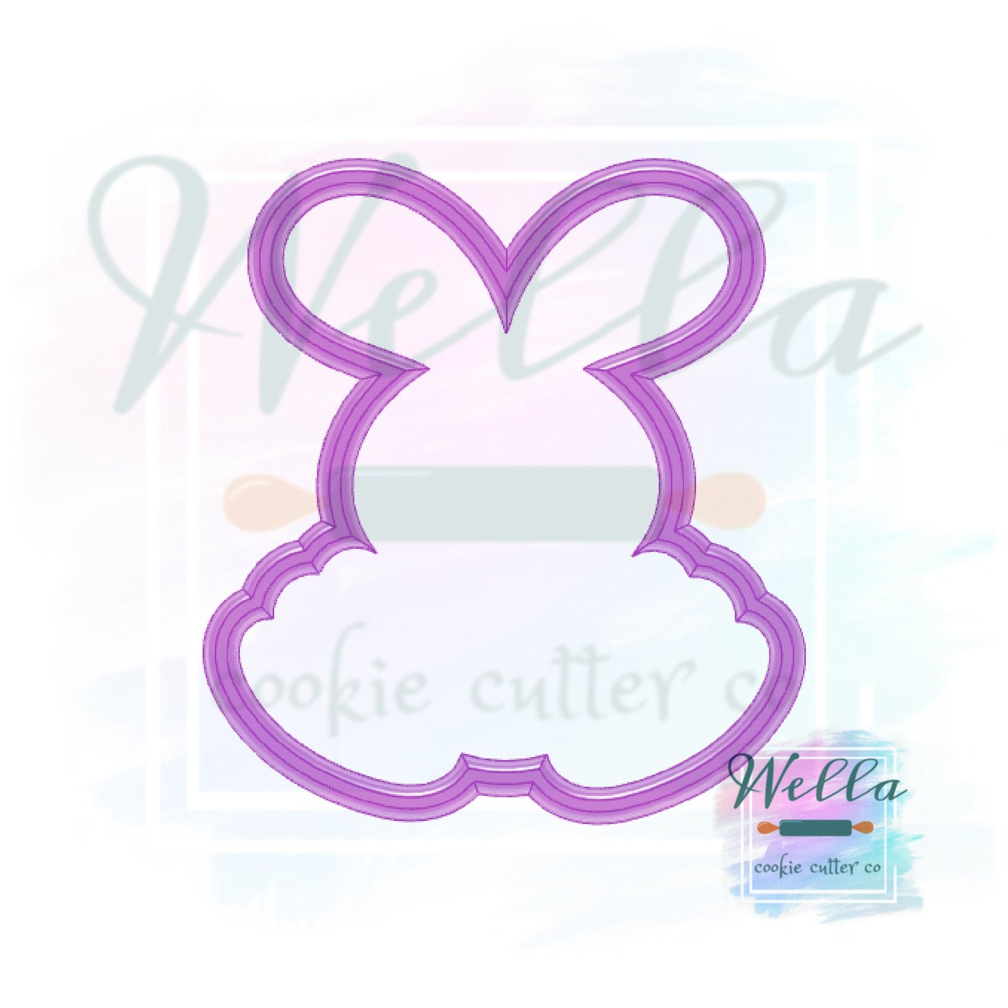Bunny Big Feet Cookie Cutter with Optional Stencil Guide, Easter Cookie Cutter
