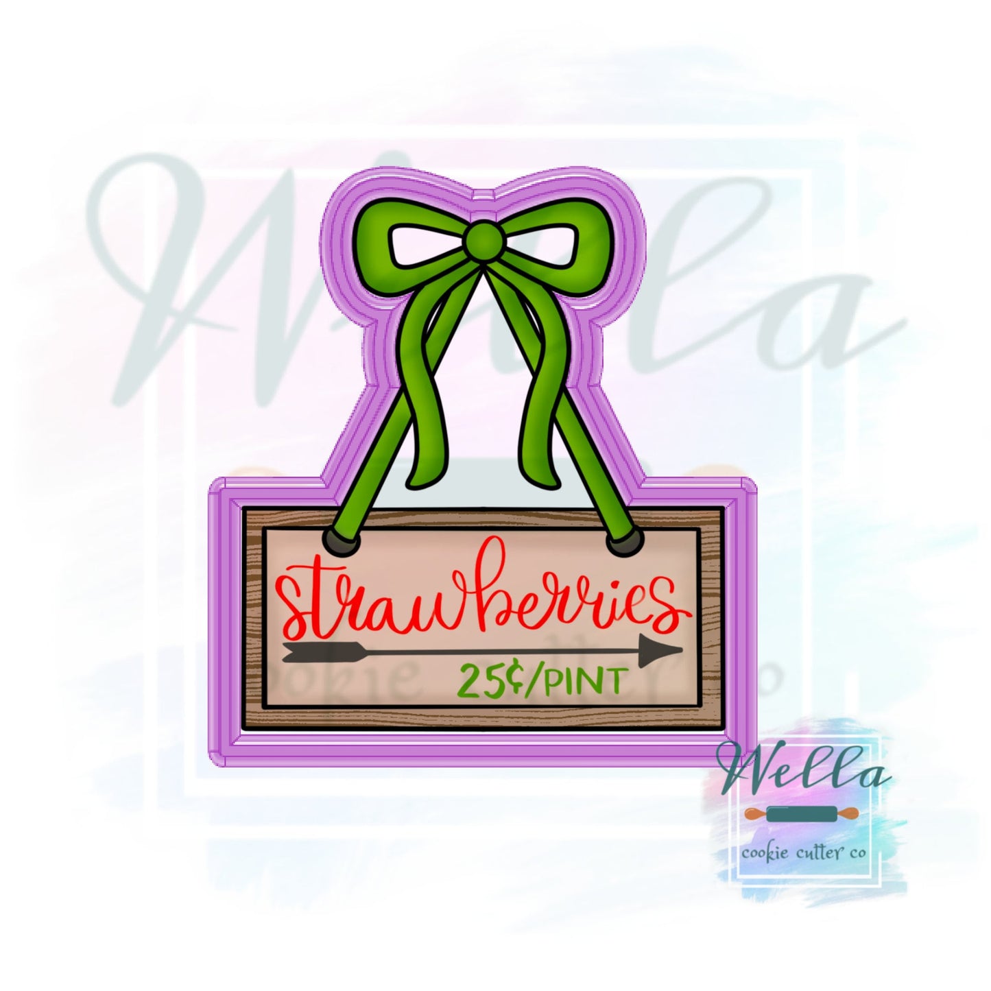 Hanging Sign with Bow Cookie Cutter, Bridal Cookie Cutter