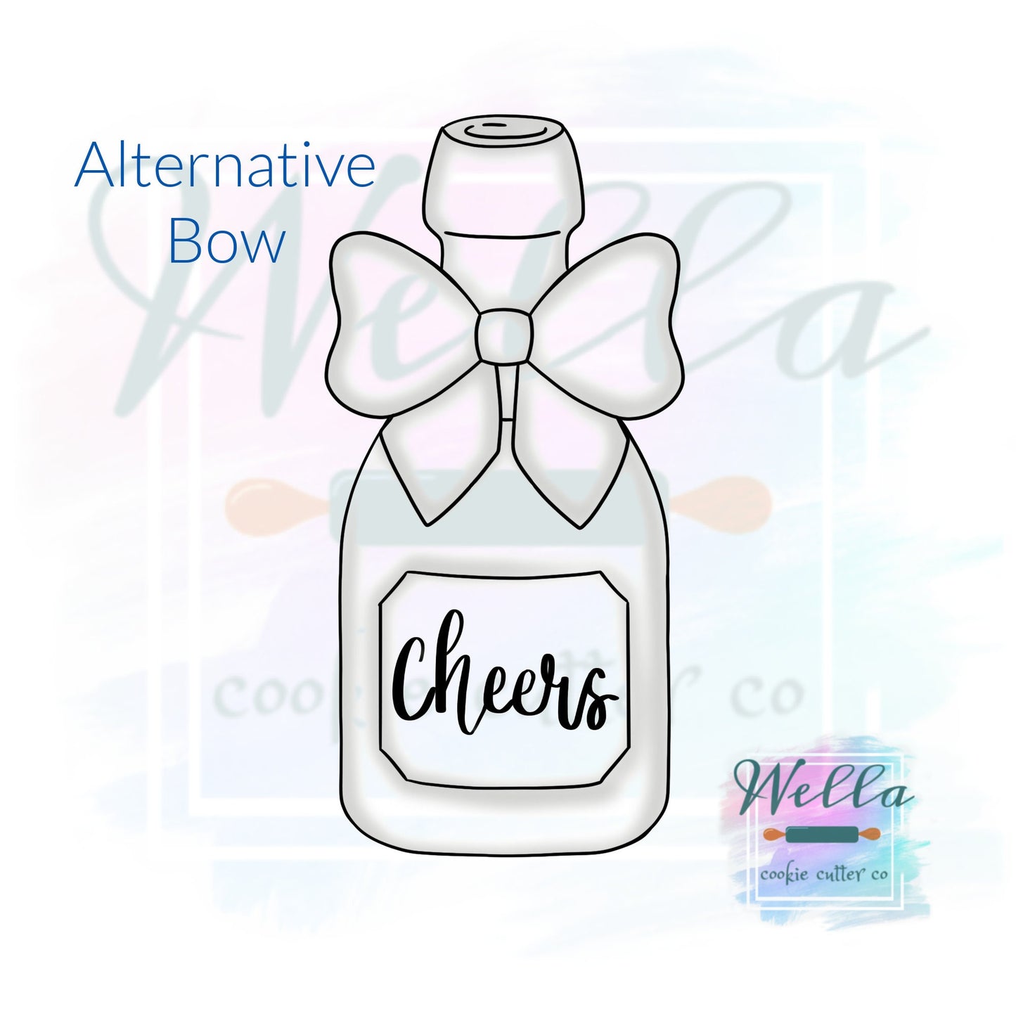 Wine Bottle with Bow Cookie Cutter