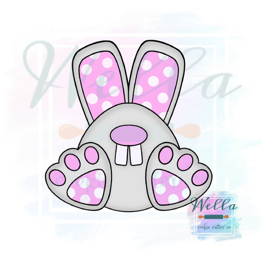 Bunny Big Feet #2 Cookie Cutter with Optional Stencil Guide, Easter Cookie Cutter