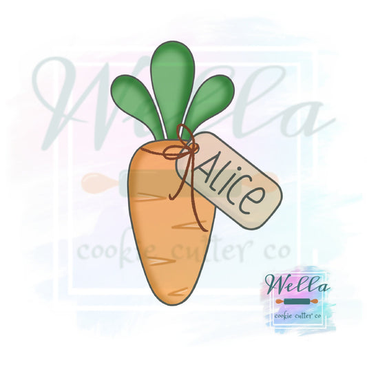 Carrot with Name Tag Cookie Cutter, Easter Cookie Cutter