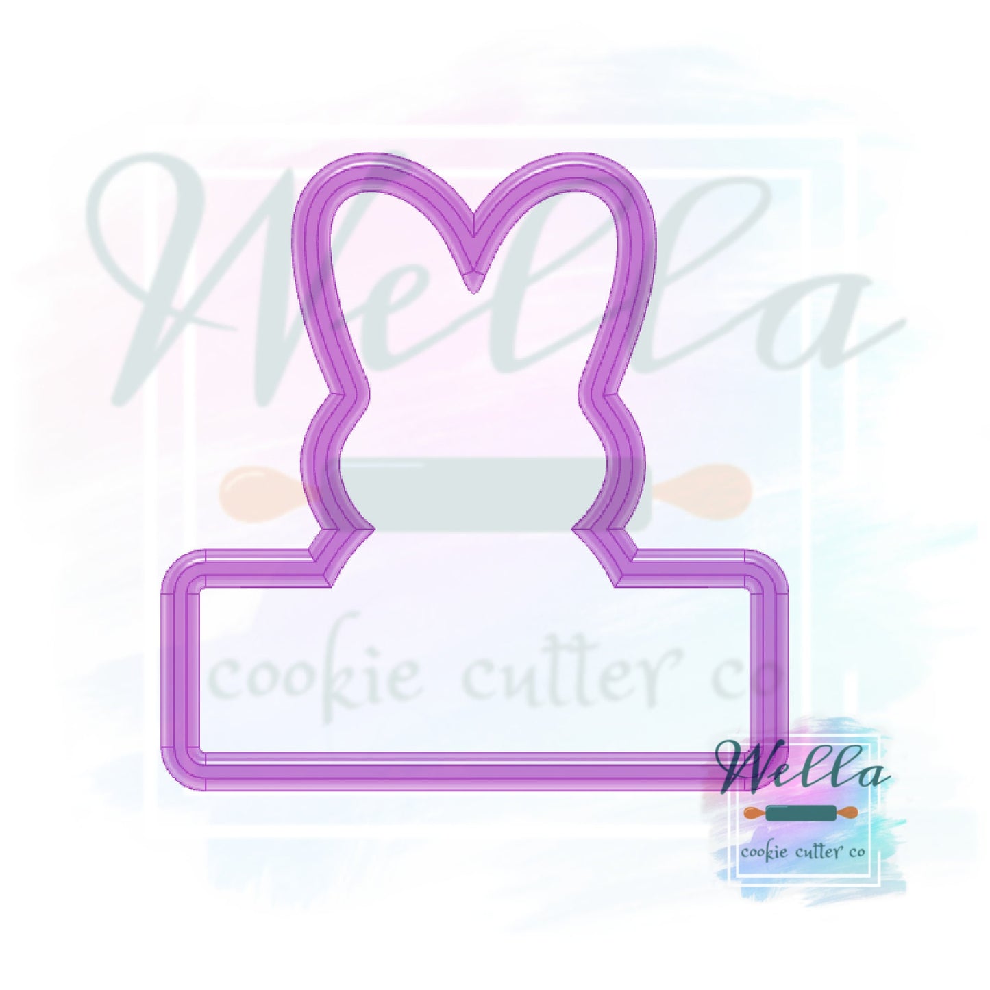 Marshmallow Bunny Name Plaque Cookie Cutter, Easter Cookie Cutter