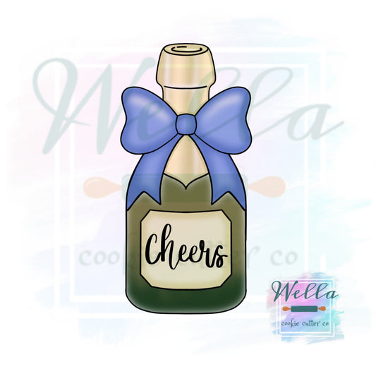 Wine Bottle with Bow Cookie Cutter