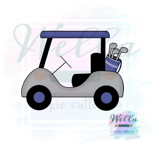 Golf Cart with Clubs Cookie Cutter, Golf Cookie Cutter, Father's Day Cookie Cutter, Dad Cookie Cutter