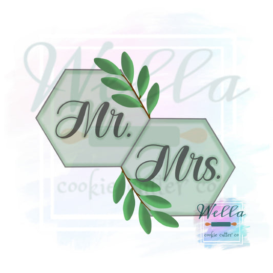 Double Hexagons with Greenery Cookie Cutter, Wedding Cookie Cutter