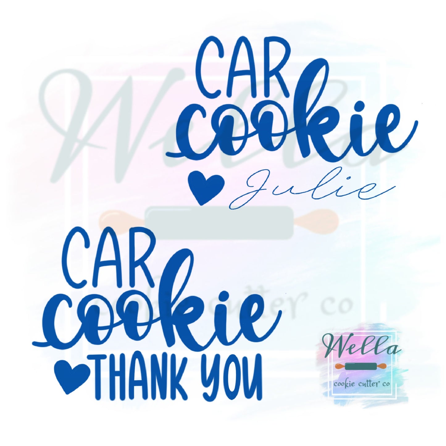 Car Cookie Text Cookie Cutter with Optional Stencil, Thank You Cookie Cutter
