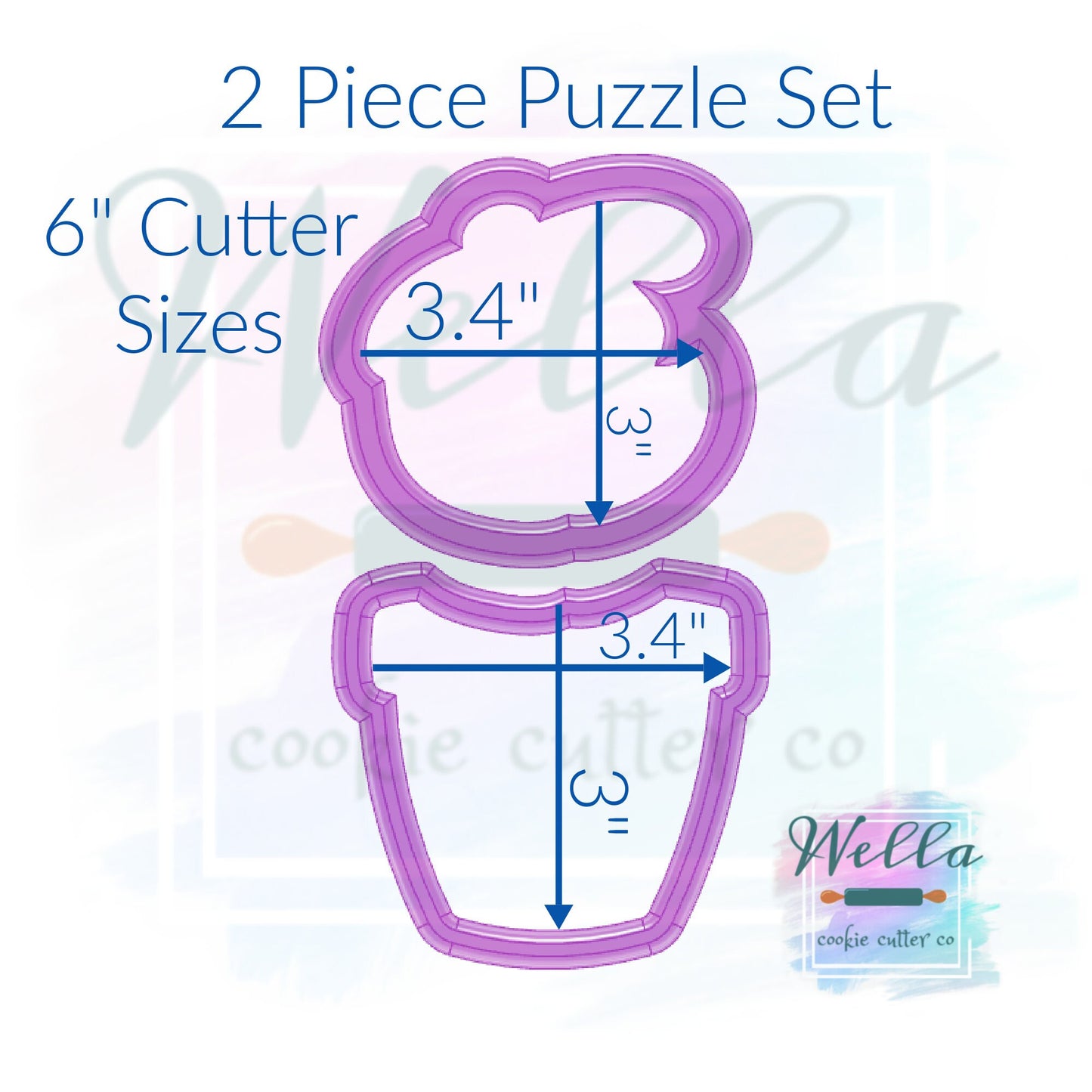 Flower In Pot Cookie Cutter - 2 Piece Set or Single Cookie Cutter, Daisy in Pot Cookie Cutter, Mother's Day Cookie Day