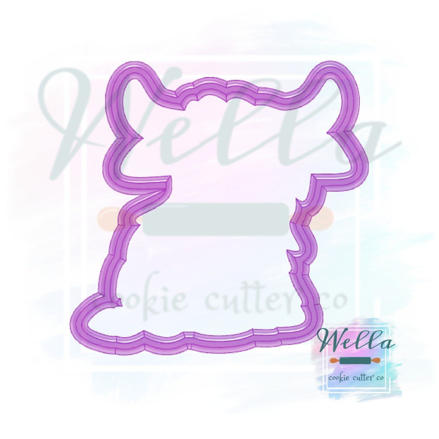 Highland Cow Sitting Cookie Cutter with Optional Stencil Guide, Cow Cookie Cutter